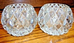 2) Party Lite Tea Light CANDLE HOLDERS~Diamond-Cut Elegant Heavy Weight T8/P14 - Picture 1 of 5