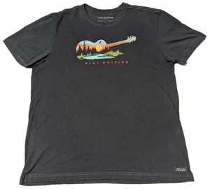 LIFE IS GOOD PLAY OUTSIDE Crusher T-Shirt Black Cotton - Men Large - Picture 1 of 14