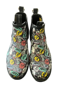 New Skechers Womens Black Dog Print BOBS Rain Check Waterproof Boots Size 10 - Picture 1 of 8
