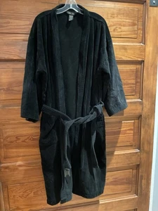 Vintage Cherokee Black Terry Cloth Thick Robe EXtended Size XXL - Picture 1 of 7