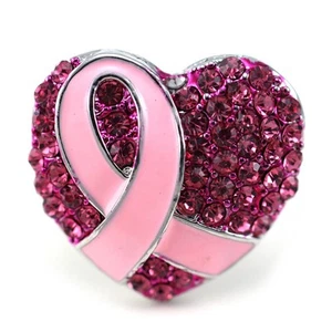 Anillo de cóctel elástico ajustable cinta rosa fucsia concientización sobre el cáncer de mama q1 - Imagen 1 de 1