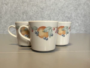 Vintage Corning Corelle Abundance Fruit Coffee Cups Set of Three(3) VG Condition - Picture 1 of 6