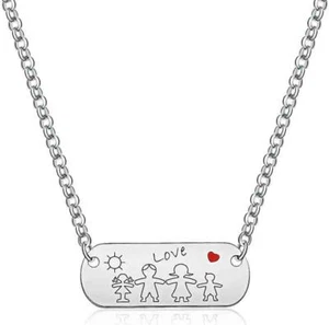 Collar Plata 925 Placa Grabada Familia Mi Nombre Regalo Mujer Rodio - Imagen 1 de 4