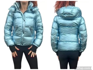SAM ELSA PUFFER DOWN JACKET COAT HOODED METALLIC BLUE GIRLS 16 WOMEN'S XS - Picture 1 of 21