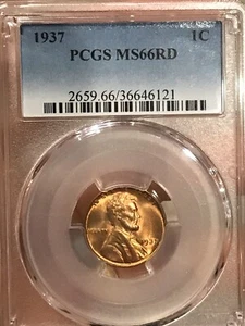 1937 Lincoln Wheat Cent MS66RD PCGS GRADED (121) (084) - Picture 1 of 2