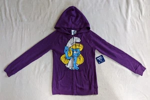 Girl's Smurfette Smurfs Purple Full Zip Hoodie Long Sleeve Sweater, Size L 14/16 - Picture 1 of 4