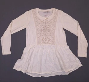 Logo Lori Goldstein Bluse Top Bestickt Perlen Creme Tunika XS 36" Brustumfang Neu - Bild 1 von 12