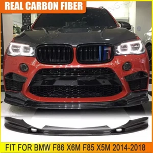 For BMW F86 X6M F85 X5M 2014-2018 REAL CARBON Front Bumper Lip Spoiler Body Kit - Picture 1 of 17