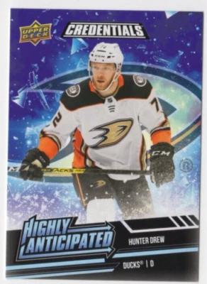 2022-23 UD Credentials Hunter Drew #HA-44 Highly Anticipated Anaheim Ducks - Image 1 of 2