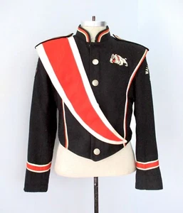 Vtg 70s Black Orange Bulldogs Band Uniform Jacket Coat Stanbury Drum Major 40 - Picture 1 of 10