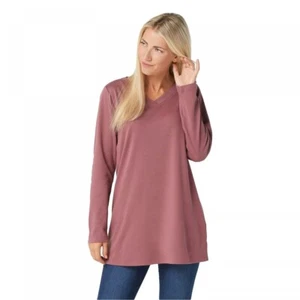 Denim & Co. Essentials Cotton Jersey Oversized V Neck Tunic A371494 - Picture 1 of 6