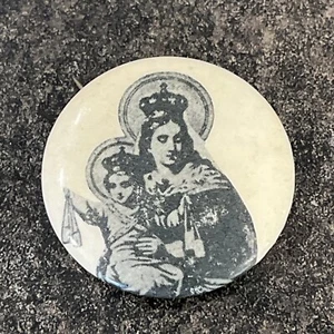Early RELIGIOUS Madonna and Child 1.25" Celluloid Pinback Button Mary And Jesus - Picture 1 of 7