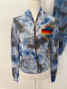 Felpa con cappuccio e zip intera Aviator Nation Tye Dye blu The Hamptons Surf XS - Foto 1 di 11