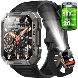 Military Rugged Smart Watch for Men with Bluetooth Call(Answer/Make Call) Gift - Picture 1 of 11