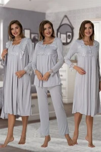 LohusaHamile 2405 Maternity Pajamas Labor Nursing Delivery Hospital Gown wt Robe - Picture 1 of 1