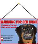 Schild Spruch "Warnung vor dem Hunde" international Sprachen 20x3 cm mit Kordel