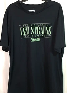Levi's Strauss & Co Mens Big XLT Navy Levis Denim Goods Stamp Logo T-Shirt NWT - Picture 1 of 9