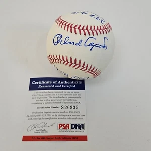 Orlando Cepeda SF Giants Signed ROMLB Stat Baseball AUTOGRAPH 6 Inscriptions PSA - Picture 1 of 5