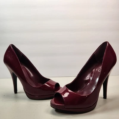 Zapatos de salón ALDO para mujer EE. UU. 6,5 / UE 37 charol borgoña punta abierta tacón de aguja Foto 1 de 4