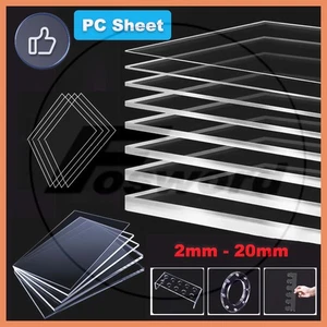 PC Plastic Sheet Clear Polycarbonate Cut To Size Plastic Plates Thick 2mm -20mm - Picture 1 of 19