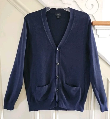 J. Cárdigan Crew Clásico Mezcla Algodón Cachemira Cuello en V Suéter Sin Temporada Azul Marino M Foto 1 de 4