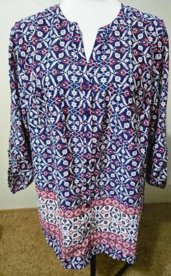 2X Faded Glory NUEVO CON ETIQUETAS Mujer Top Blusa Azul Rosa Mangas con lengüeta enrollable Botón Delantero Foto 1 de 3