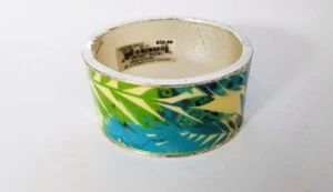 Turquoise and Green Bangle Bracelet, Spring Closure - Picture 1 of 7