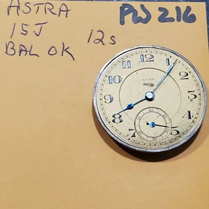 ASTRA 15j 12s POCKET WATCH MOVEMENT PW216 - Picture 1 of 2