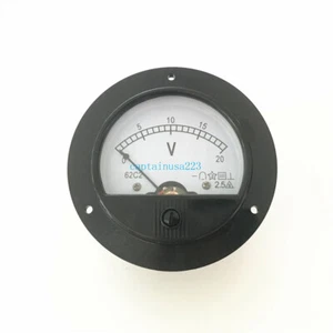 62C2 DC 0-20V Round Analog Panel Meter Volt Voltage Meter Voltmeter Gauge DC 20V - Picture 1 of 5