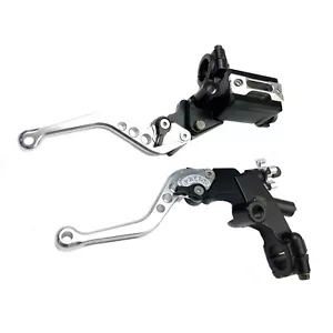 Universal 7/8" Motorcycle Silver Front Brake Clutch CNC Cylinder Reservoir Lever - Foto 1 di 5