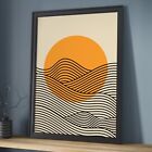 Abstract Sun Art Print, Orange Sun Print, Wall Art, Home Decor, Minimal Wall Art