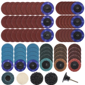 80x 2in Roll Lock Sanding Discs Set W/ 1/4 Holder Die Grinder Quick Change Disc - Picture 1 of 15