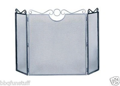 Pantalla de chimenea de hierro natural de peso pesado tres pliegues UniFlame 54" de ancho x 34" de alto  Foto 1 de 2