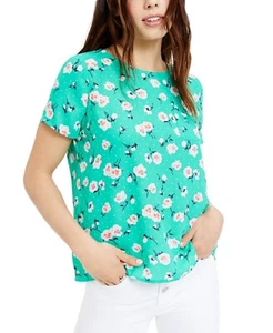 Maison Jules Floral-Print Button-Back Woven Top - Small - Green Petal Flurry - Picture 1 of 1