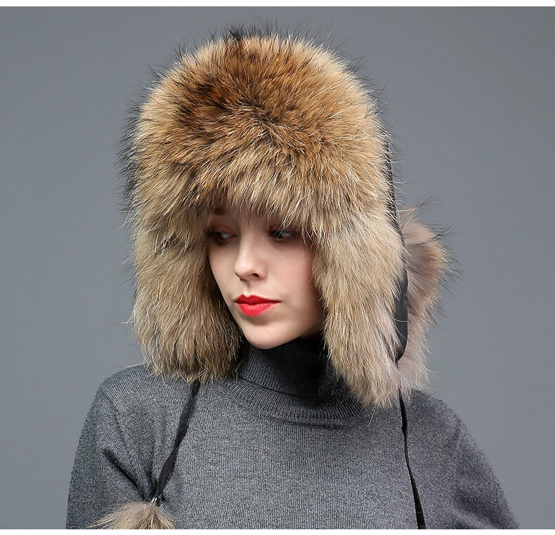 Женщин реальный Fox меха шляпа Русский Ушанка шляпы траппер шляпа теплый лыж авиатор шляпа - Изображение 1 из 4