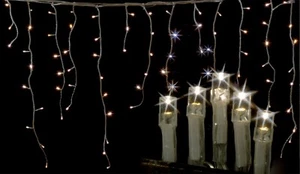 960 LED 23.9M COOL WHITE ICICLE CHRISTMAS LIGHTS WITH 8 FUNCTIONS & MEMORY - Foto 1 di 7