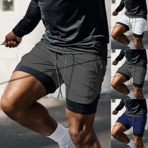Herren Sport Shorts Laufshorts 2 in 1 Kurze Running Sporthose Fitness Training - Bild 1 von 27