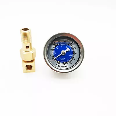 Liquid Filled Meter Fuel Pressure Gauge 1/8 NPT 100PSI For VMS Honda Acura Civic - Image 1 of 4