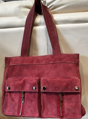 Banana Republic Pink Suede Leather Y2K Tote Shoulder Bag Purse A+  19E - Image 1 of 4