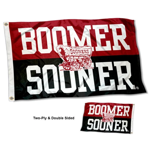 OU Sooners Boomer Sooner Flag Double Sided 2-Ply 3x5 Foot Outdoor Banner Cover