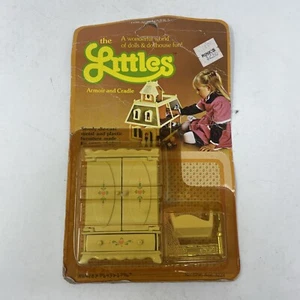 1980 The Littles Dollhouse Furniture by Mattel- Armoir and Cradle #1796 - Picture 1 of 13