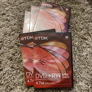 5 X TDK DVD+RW 4.7 GB,1-4 Speed. - Picture 1 of 4