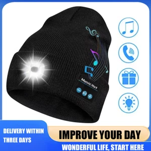 Bluetooth LED Beanie Hat, Music Speakers & Mic, Rechargeable Cap with Headlamp! - Picture 1 of 11