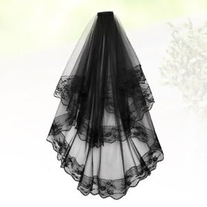 Gothic Black Lace Wedding Dress Halloween Headpiece