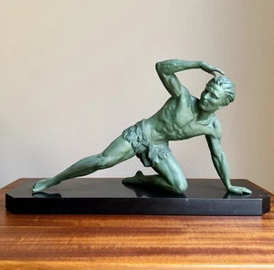 Jean de Roncourt Art Deco Sculpture The Scout Patinated Antimony 1930s France - Picture 1 of 21
