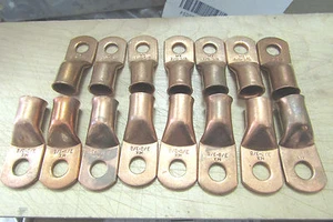 14 COPPER LUGS,EYE LETS,3/0 AWG-3/8"HOLE BATTERY CABLE ENDS MADE BY MOLEX.13.5. - Picture 1 of 5