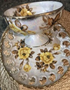 “ROYAL SEALY” Teacup Set Reticulated Yellow Roses Made In Japan 1930s - Picture 1 of 8