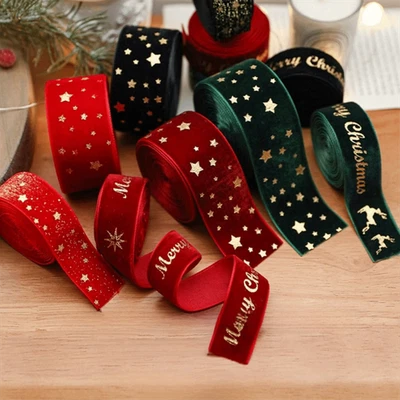 Velvet Fabric Gift Wrapping Ribbon Wedding Decor Ribbon  Scene Decoration - Image 1 of 4