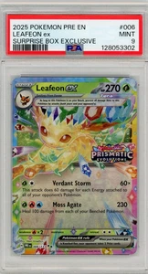 PSA 9 2025 POKEMON PRISMATIC 006/131 LEAFEON EX CAJA SORPRESA EXCL. SELLADO - Imagen 1 de 3