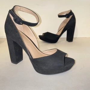 Sun + Stone Reeta Black Sandals Womens Size 6 M Ankle Strap Block Heel Platform - Picture 1 of 19